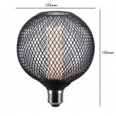 Ampoule LED - Métal moderne noir - 4W - E27 - G125 - Dimmable