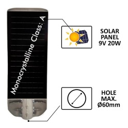 Farola LED 120W Chip  Solar PROFESIONAL - con Sensor de Movimiento 190lm/W