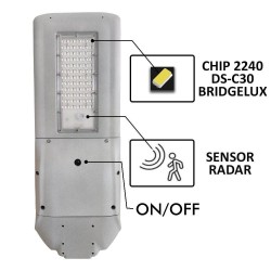 Farola LED 120W Chip  Solar PROFESIONAL - con Sensor de Movimiento 190lm/W