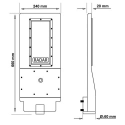 120W PROFESSIONAL Solar LED Streetlight - ULTRA SLIM - Motion Sensor  150lm/W