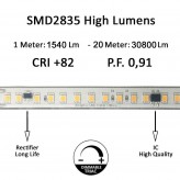 Fita LED 220V | 120xLED/m | 20m | SMD2835 | 1450Lm/M | 14W/M | IP67 | Corte cada 10cm