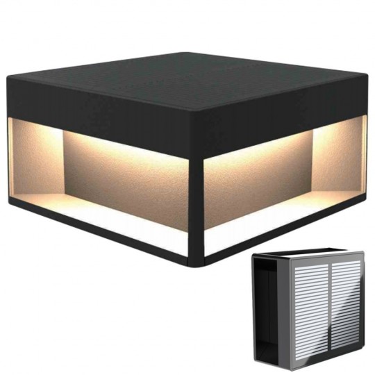 Luminária Solar LED 5W Chip - Parede - Quadrada - Alumínio - 20x20cm