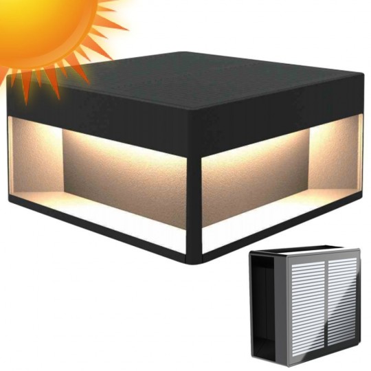 Luminária Solar LED 5W Chip - Parede - Quadrada - Alumínio - 20x20cm