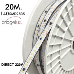 Fita LED 220V | 140xLED/m | 20m | SMD2835 | 2566Lm/M| 19W/M | IP67 | Corte a cada 10cm