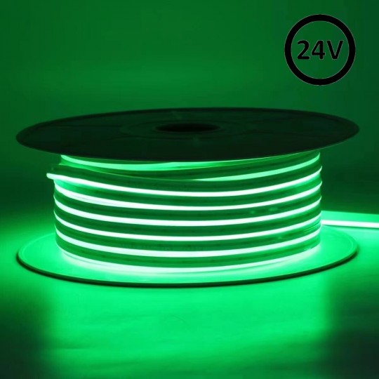 Flexible LED Neon 24V - 10W/m - Coil 50m - 6x12mm - GREEN
