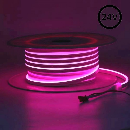 Neon LED Flexível 24V - 10W/m - Bobina 50m - 6x12mm - ROSE