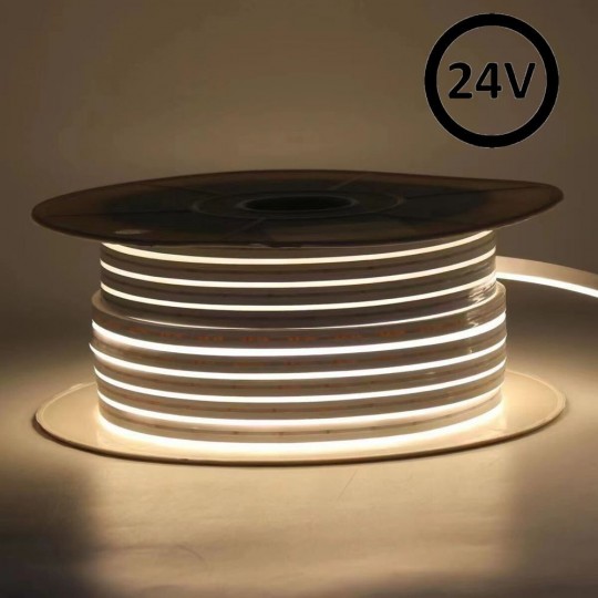 Neon LED Flexível 24V - 10W/m - Bobina 50m - 6x12mm - 3000K