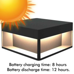 Luminária Solar LED 5W Chip - Parede - Quadrada - Alumínio - 20x20cm