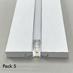 Pack 5 - Perfil de alumínio em U - 2 metros - Integrado em gesso laminado