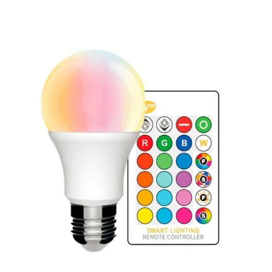 Ampoule LED RGB 10W 270º E27 avec Télécommande