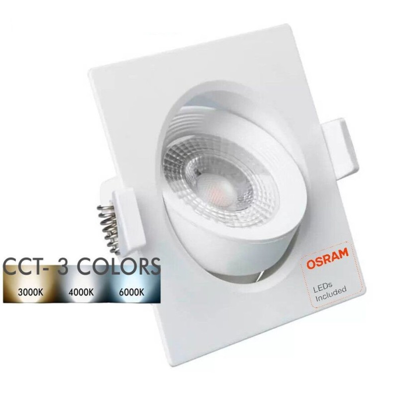 Empotrable LED 7W Cuadrado Blanco - CCT