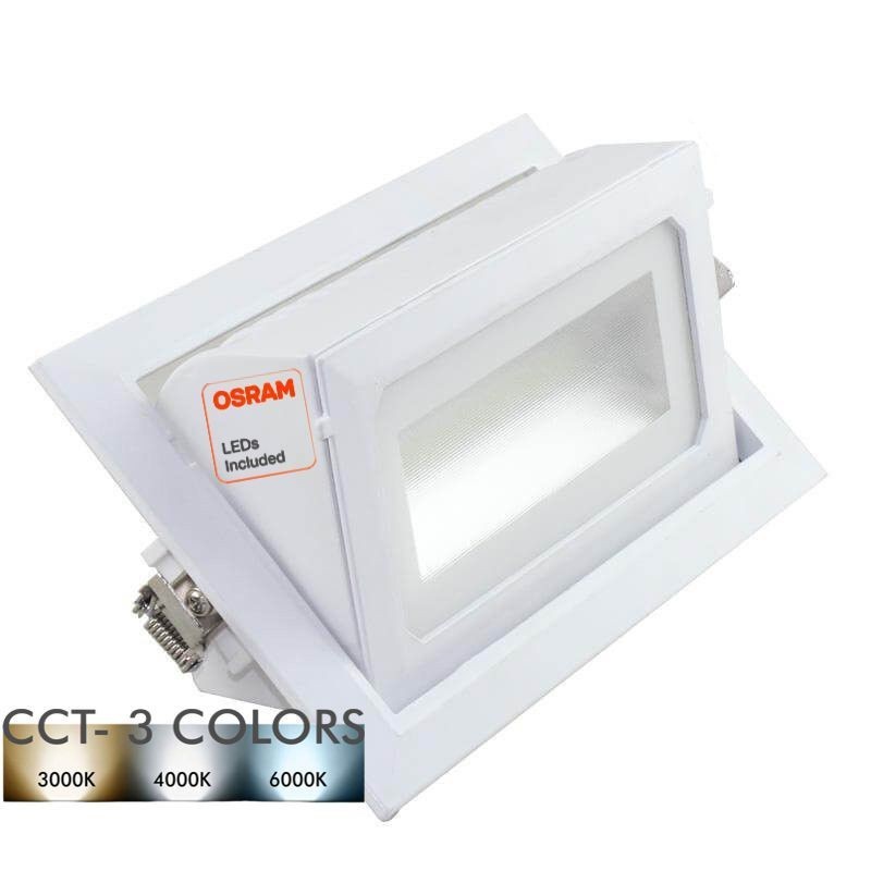 Downlight LED 40W OSRAM Chip - Orientable - Rectangulaire - COULEUR SÉLECTIONNABLE - CCT 120º