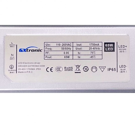 Driver for LED luminaire 65W - 1750mA  - IP65