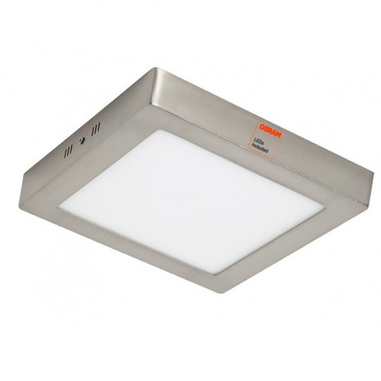 Plafond LED 20W - Quadrado Aço Inoxl - CCT - OSRAM CHIP DURIS E 2835