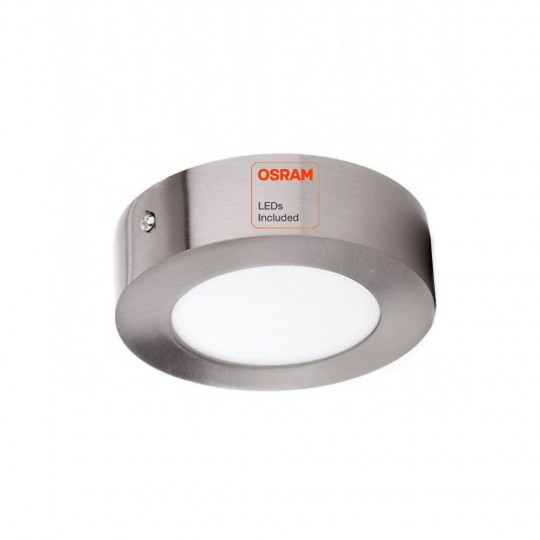 8W LED Ceiling Light - Circular Stainless Steel - CCT - OSRAM CHIP DURIS E 2835