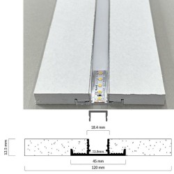 Pack 5 - Perfil Aluminio U - 2 metros - Integrado en Yeso laminado