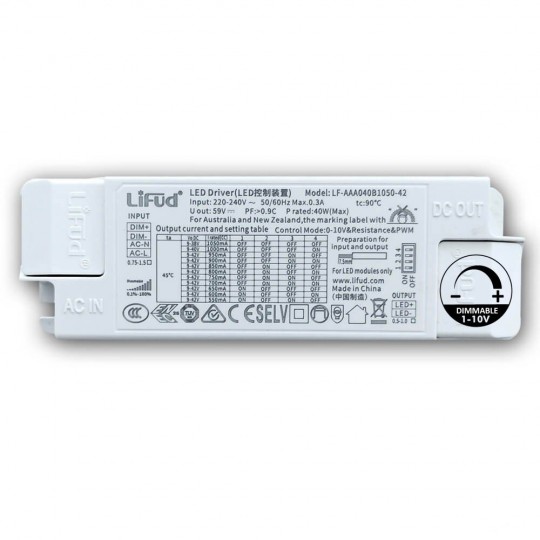 Driver Regulável - 1-10V - LIFUD  para luminárias LED de 40W 1050mA -No flick- 5 Anos Garantia