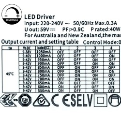 Driver LIFUD  para luminárias LED de 40W 950mA -No flick- 5 Anos Garantia