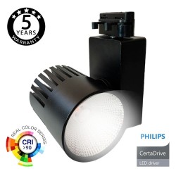 Foco LED 40W UPPSALA Negro PHILIPS Driver Carril Monofásico CRI+98