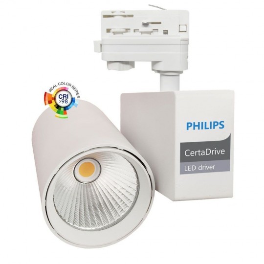 LED Tracklight 40W MADRID White PHILIPS Driver THREE-PHASE rails - CRI+98