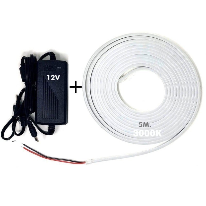 Pack LED 3000K Neon LED 6mm 12V +  Power supply