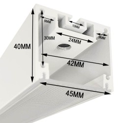 Aluminum Profile- White - POSTDAM - UGR17 Micro Prism Diffuser -2 Meters - Batten + Pendant