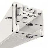 Perfil de Alumínio - Branco - POSTDAM - UGR17 Micro Prisma Difusor -2 Metros - Régua + Pendente