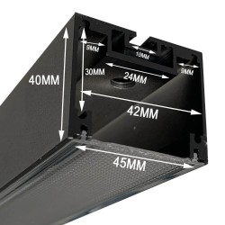 Aluminum Profile- Black - POSTDAM - UGR17 Micro Prism Diffuser -2 Meters - Batten + Pendant