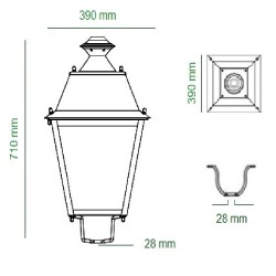 Farola LED Villa SOLAR 300W  Chip LUMILEDS - Acero