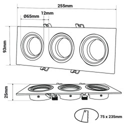 Aro Branco Downlight Quadrado Basculante para GU10