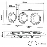 Anneau Cadre BLANC - TRIPLE - orientable pour GU10