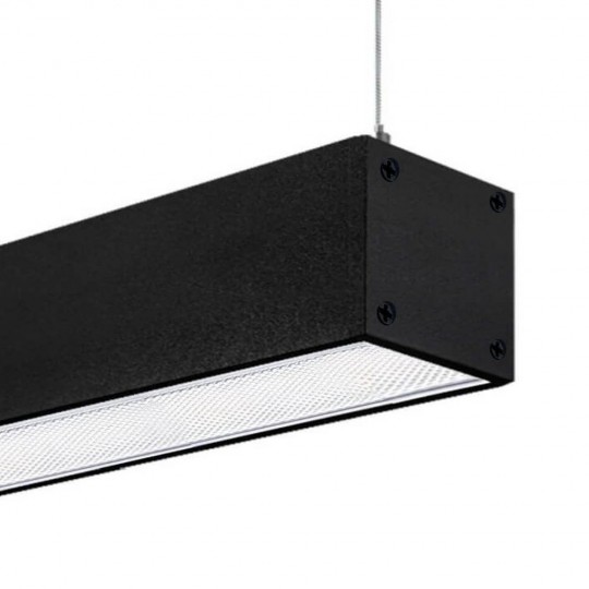 LED 72W Linéaire - 2 mètres - Noir - Réglette + Suspension POSTDAM - UGR17