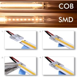 Conector Transparente para tiras LED COB + SMD - 8mm - 10mm - IP20