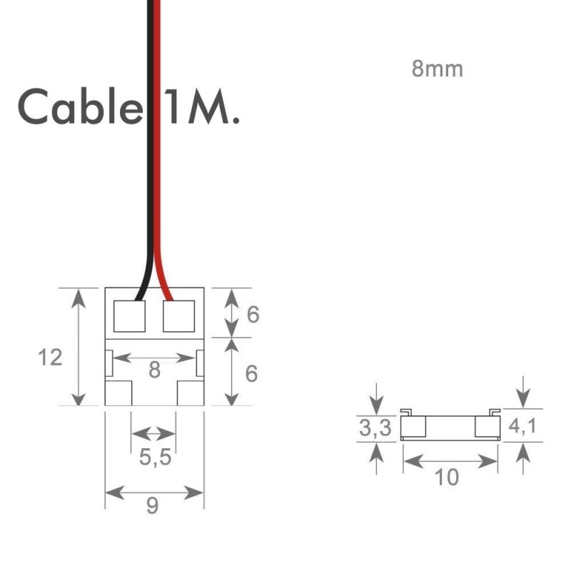 Conector transparente para fitas LED COB + SMD - 8mm - 10mm - IP20