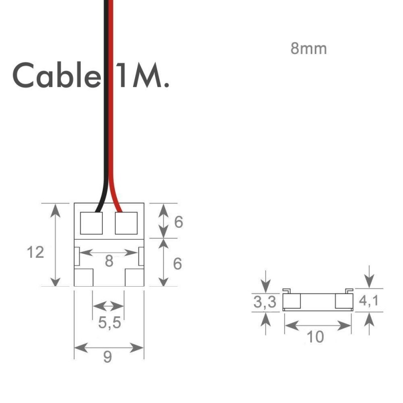 Transparent connector for COB + SMD LED strips - 8mm - 10mm - IP20