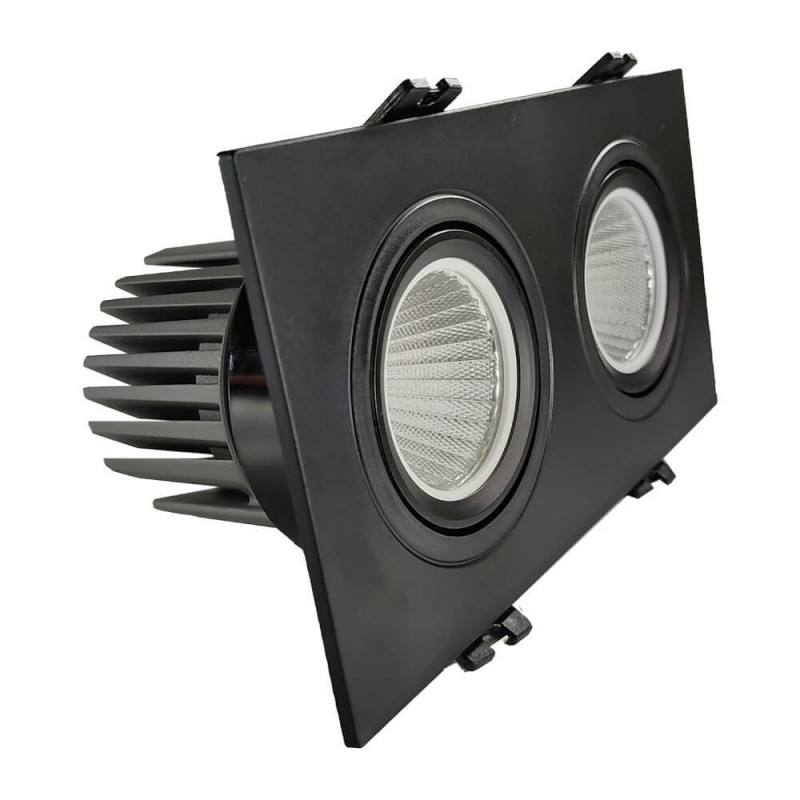 30W LED Downlight - Adjustable - BLACK Double - CRI+92 - UGR13