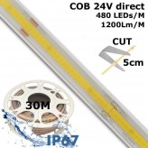 LED Strip COB 24V | 480 LED/m | 30m | FLIP CHIP | 1200Lm |12W/M | CRI90 | IP20