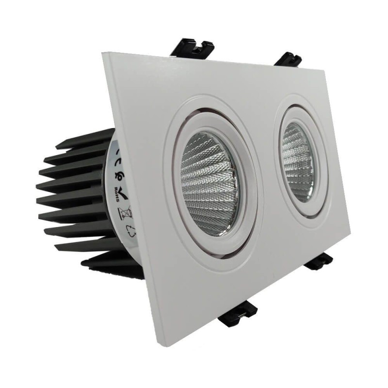 30W LED Downlight - Adjustable - WHITE Double - CRI+92 - UGR13