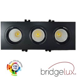 Downlight LED 45W - Ajustável - PRETO - Triplo - CRI+92 - UGR13