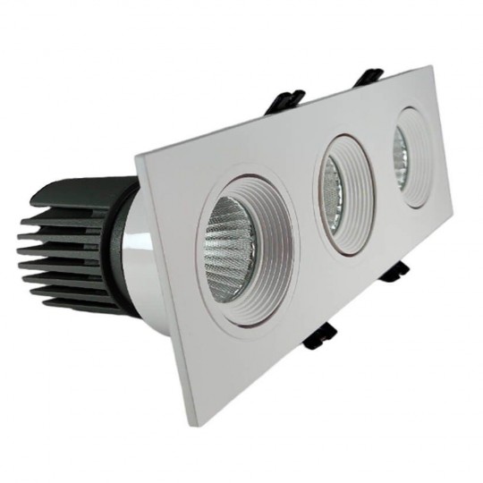 45W LED Downlight - Adjustable - WHITE Triple - CRI+92 - UGR13
