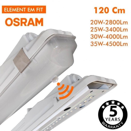 Réglette Étanche LED Intégré - CAPTEUR DE MOUVEMENT PIR - 35W-30W-25W-20W -  OSRAM Driver - 120cm