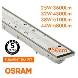 Regua Estanca LED integrado - SENSOR DE MOVIMENTO PIR -  44W-38W-32W-25W -  OSRAM Driver - 150cm