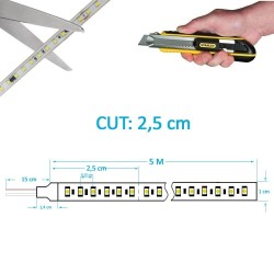 Fita LED 24V | 240xLED/m | 5m | SMD2835 | 2200Lm | 25W/M | IP20