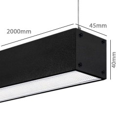 Aluminum Profile- Black - POSTDAM - UGR17 Micro Prism Diffuser -2 Meters - Batten + Pendant