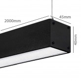 Profilé Aluminium - Noir - POSTDAM - UGR17 Diffuseur Micro Prisme -2 Mètres - Réglette + Suspension