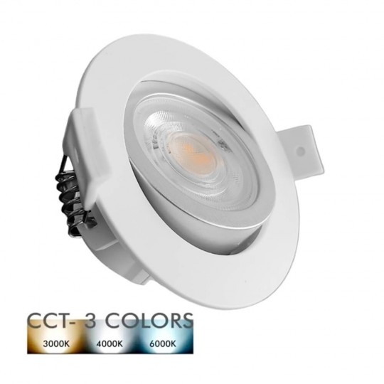 7W White and Silver Round LED Downlight - OSRAM CHIP - CCT