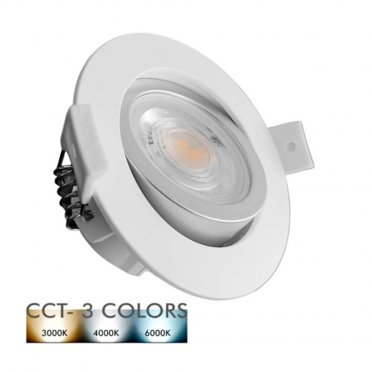 Downlight LED 7W -  Rond Blanc et argent - OSRAM CHIP - CCT