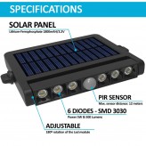 Adjustable Solar LED Spotlight - 5W - Motion sensor - 4000K