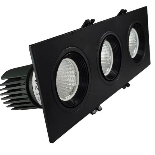 45W LED Downlight - Adjustable - BLACK - Triple - CRI+92 - UGR13