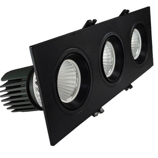 Downlight LED 45W - Ajustável - PRETO - Triplo - CRI+92 - UGR13